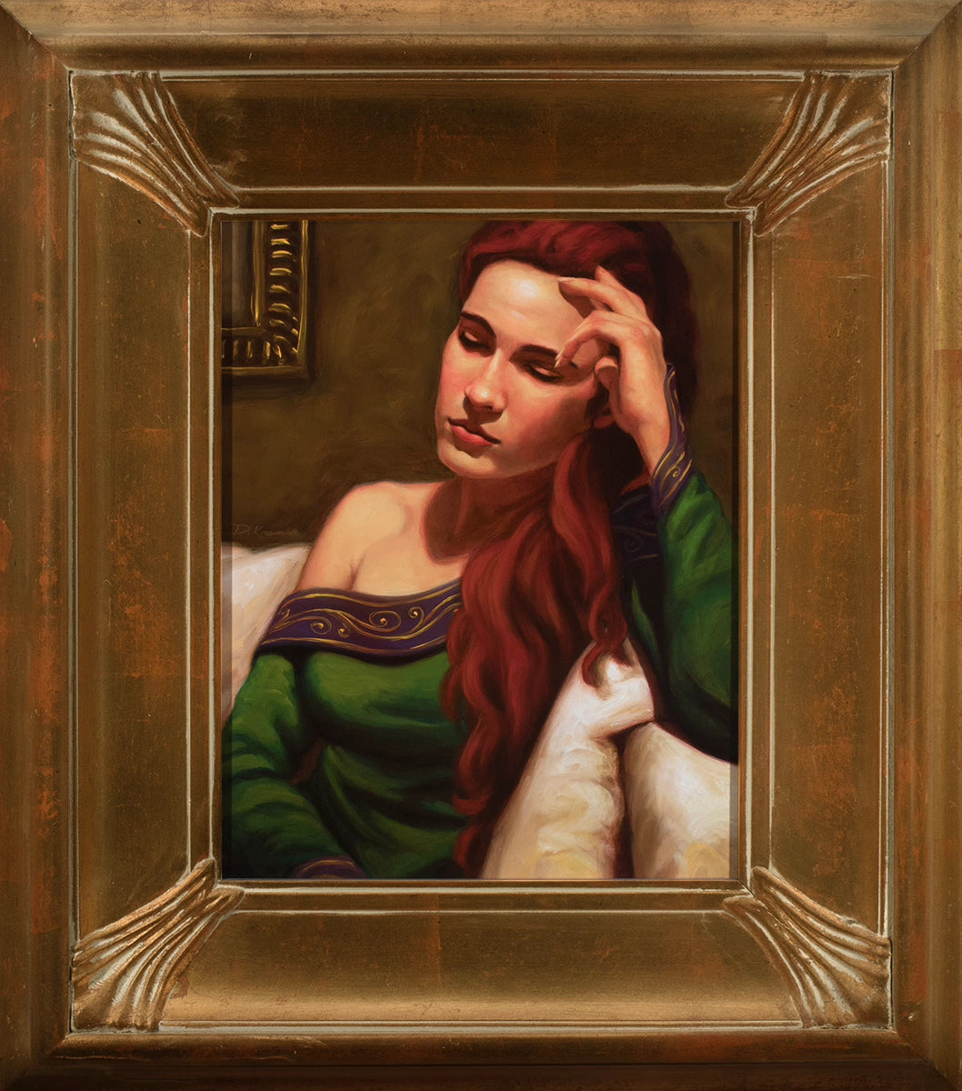 Lost in Thought oil on canvas 10"x14" framed 20"x23"