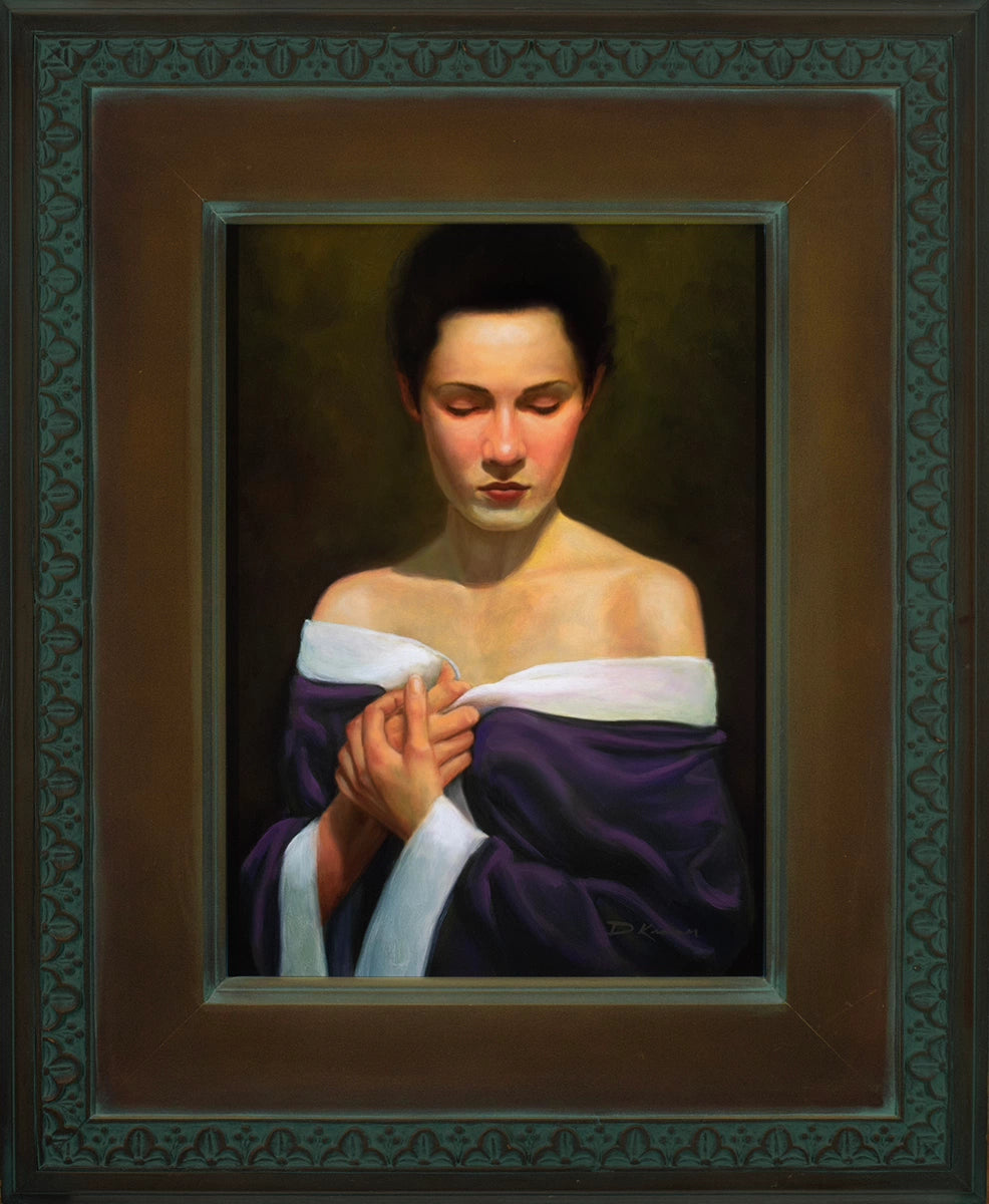 Purple Robe oil on canvas 10"x14" artist made frame 20"x23"