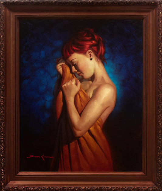 Red Wrapped in Gold 16"x22" oil on canvas 20"x24" framed